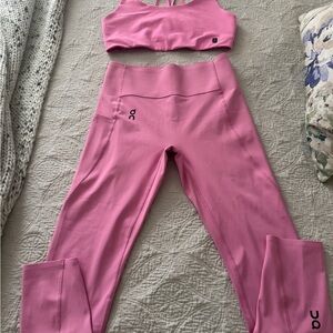 On Running Pink Studio Tights and Bra